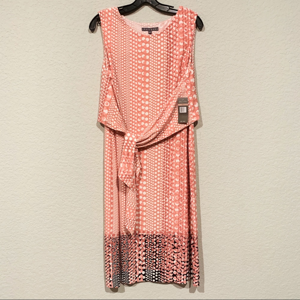 SHARAGANO | Pink and White Multi print dress NWT